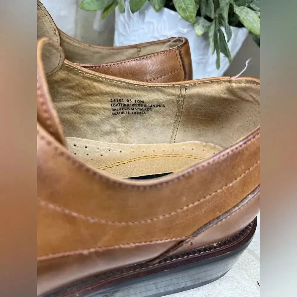 Stacy Adams cognac Derby square toe dress shoes sz 10